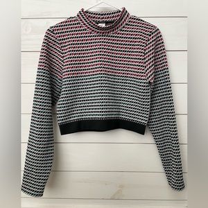 Fabletics Camryn Houndstooth Seamless Long Sleeve Crop Top Size XL